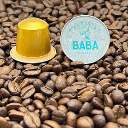 Close up of Aussie Arabica Nespresso Compatible Coffee Capsules by Barista Baba Coffee