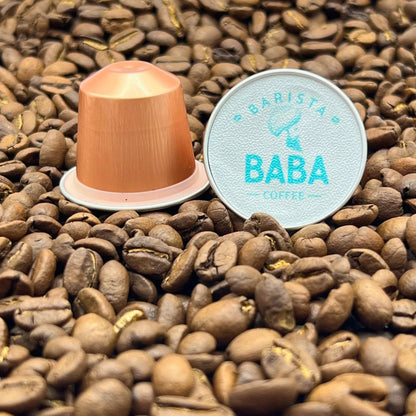 Close up of Brekkie Blend Nespresso Compatible Coffee Capsules by Barista Baba Coffee