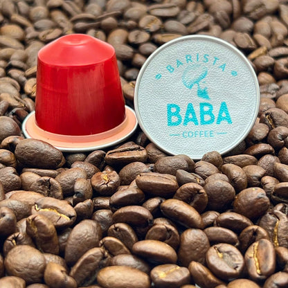 Close up of Kangabrew Nespresso Compatible Coffee Capsules by Barista Baba Coffee