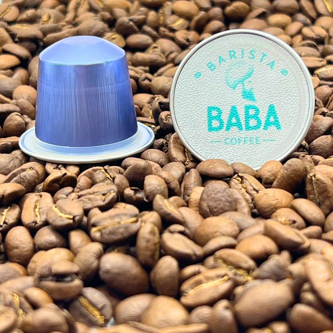 Close up of No Worries Brew Nespresso Compatible Coffee Capsules by Barista Baba Coffee