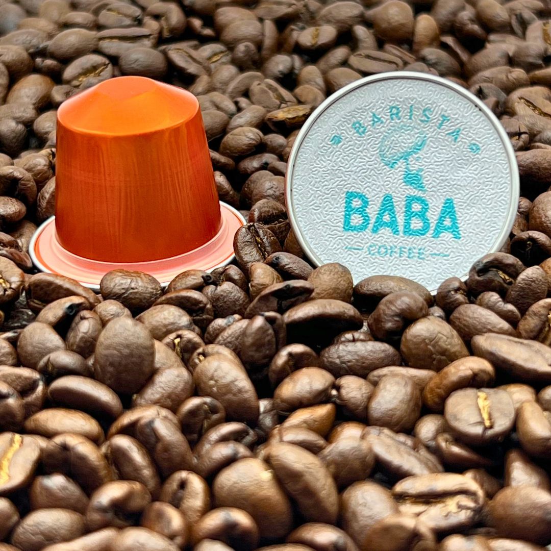 Close up of Outback Roast Nespresso Compatible Coffee Capsules by Barista Baba Coffee